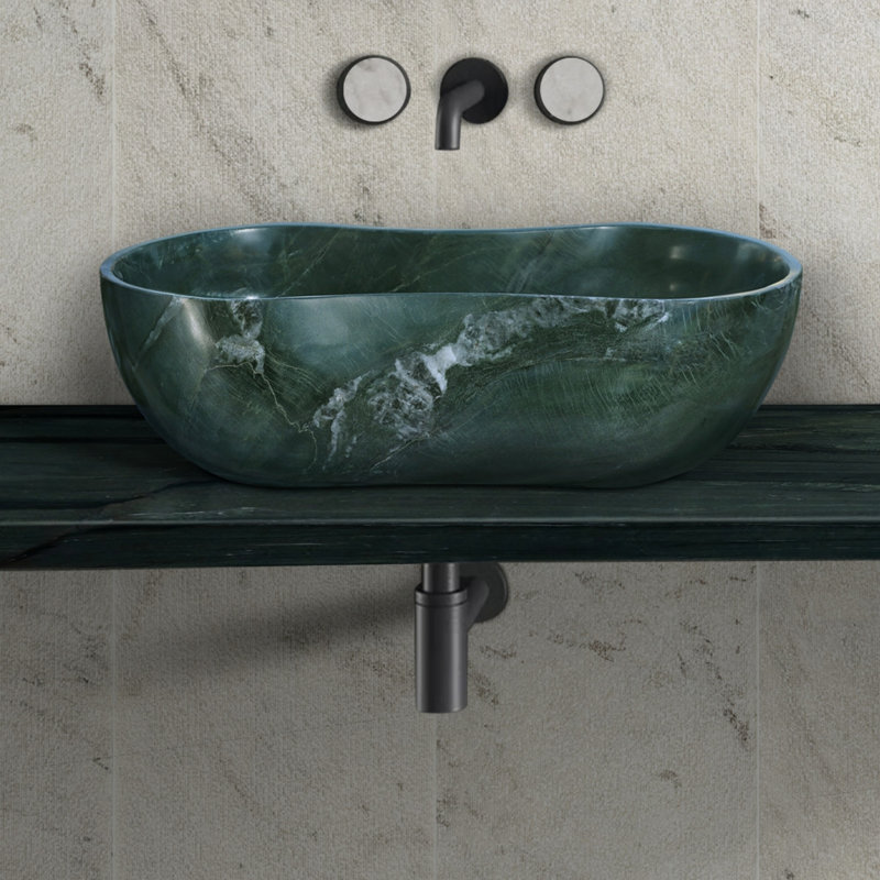 Lavabo vasque de salle de bain avec trou de drain pré-percé, Green