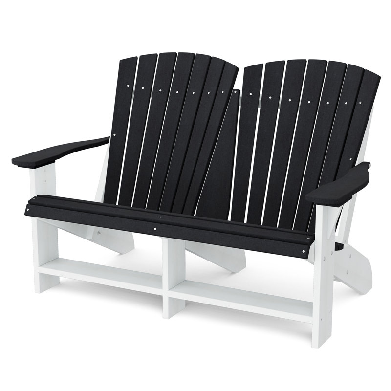 Heritage Double Adirondack Chair, Black/White