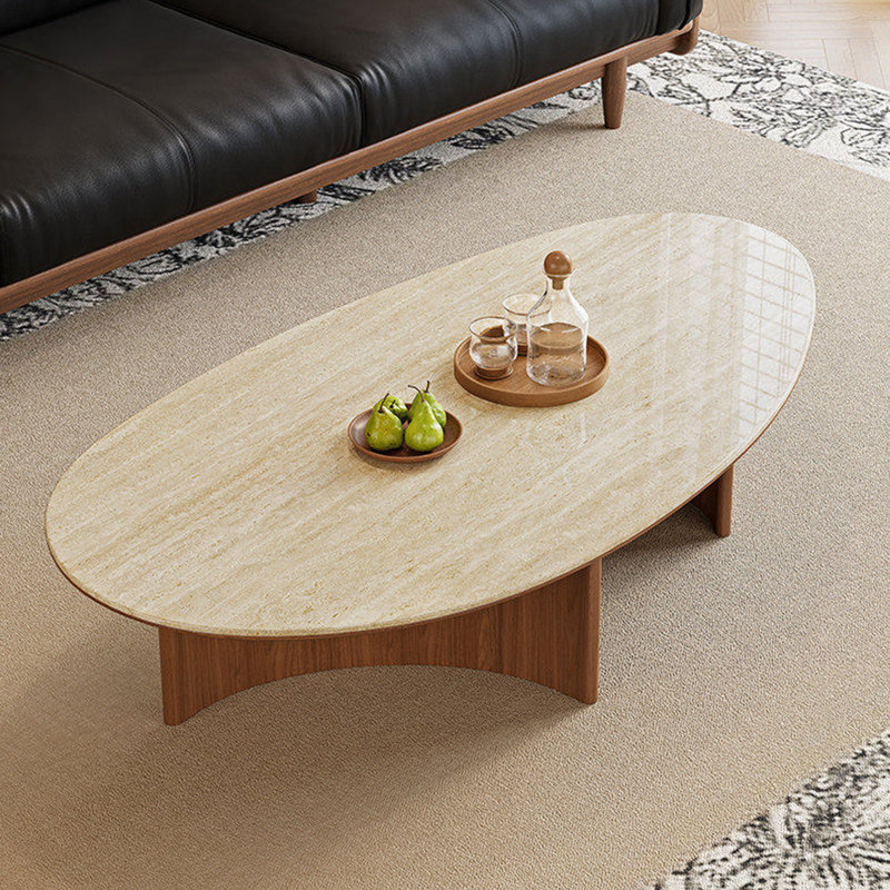 Table basse de style médiéval en pierre frittée, H 15,7 po x l 55 po x P 31,5 po
