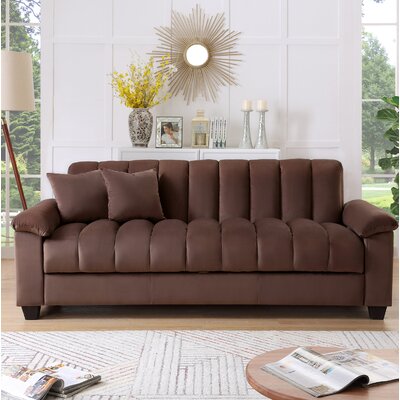 Cesella 83"" Velvet Pillow Top Arm Convertible Sofa Bed with Storage -  Mercer41, CA3073EFAC1243E4B331E4540C31E6A3