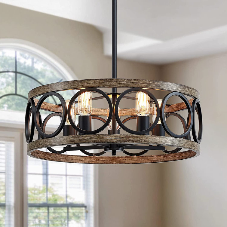 Danilynn 5 - Light Dimmable Drum Chandelier (incomplete, Missing Light)