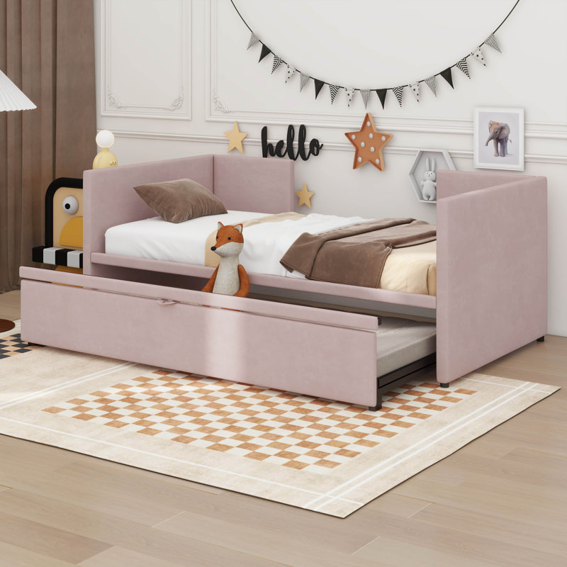 Lit de jour simple avec lit gigogne, Rose