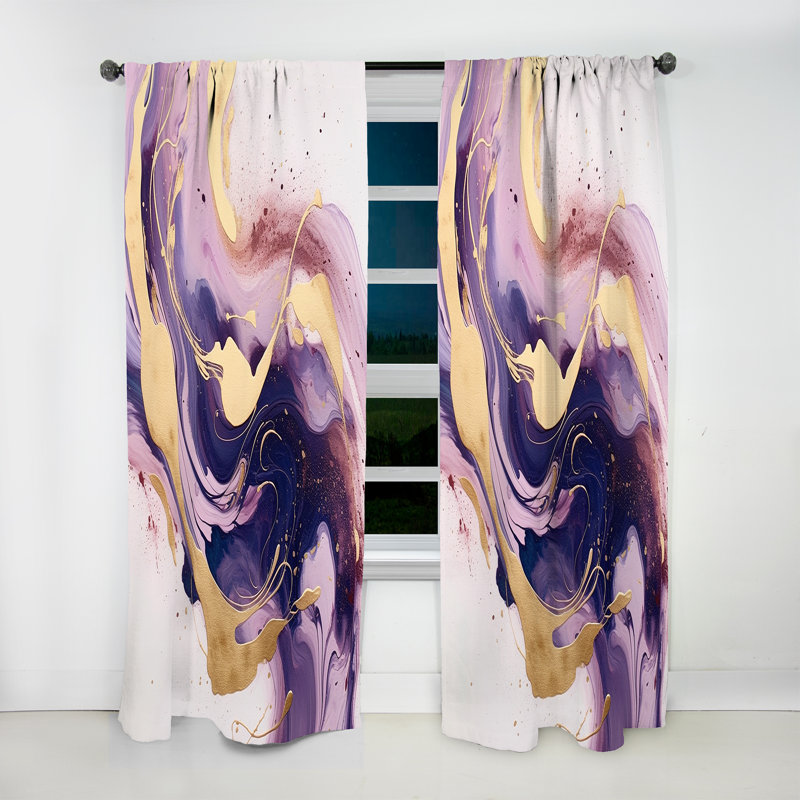 Rideaux mauves et mauves mauves et dorés I - Velours obscurcissant - 1 panneau, L 52 po x L 90 po