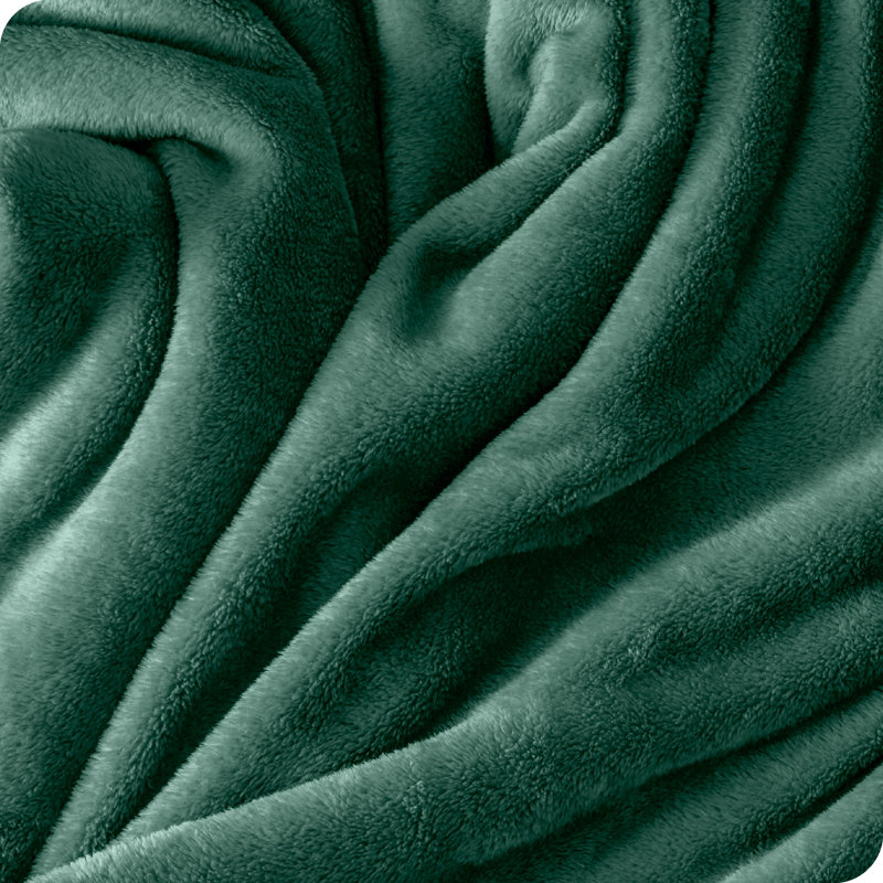 Forest Green Microplush Fleece Reversible Throw Blanket