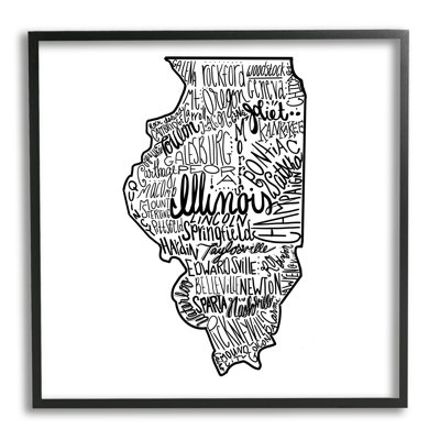 «Illinois State State», typographie de carte encadrée, estampe numérique texturée par le samedi soir Post_aq-550