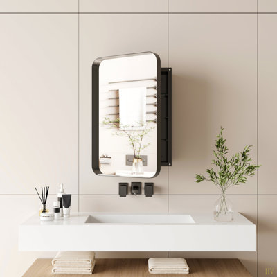 16X24 Inch Recessed Metal Framed Medicine Cabinet With Mirror And Adjustable Shelves Wall Mirror With Storage For Bathroom