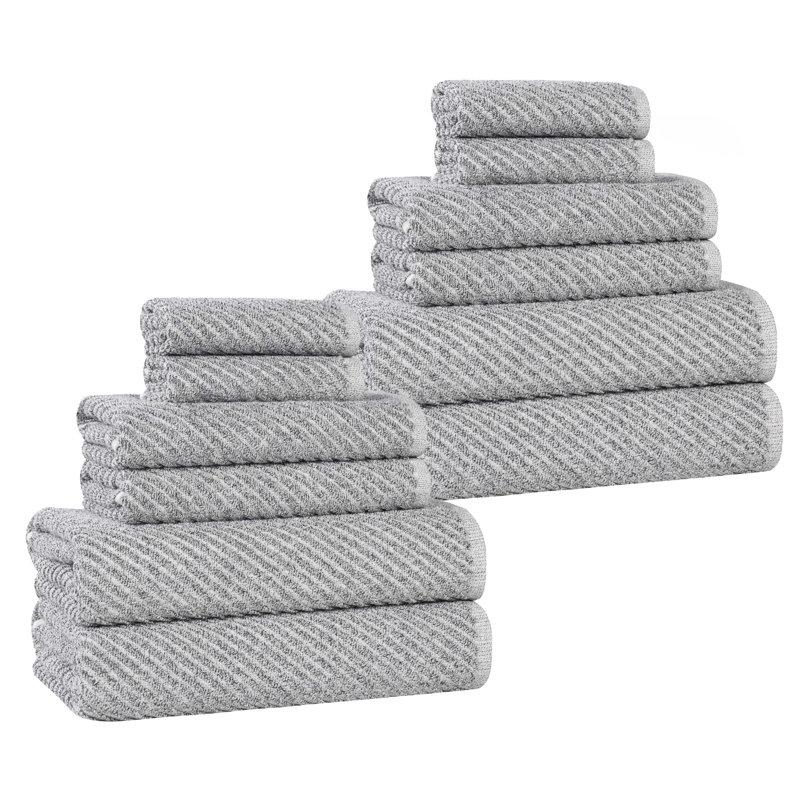  Ensemble de 12 serviettes en coton mélangé super doux et absorbant Amelia, Gris anthracite