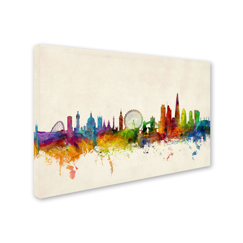 Ingar "London England Skyline VII" par Michael Tompsett, impression sur toile tendue, H 12 po x l 19 po x P 2 po