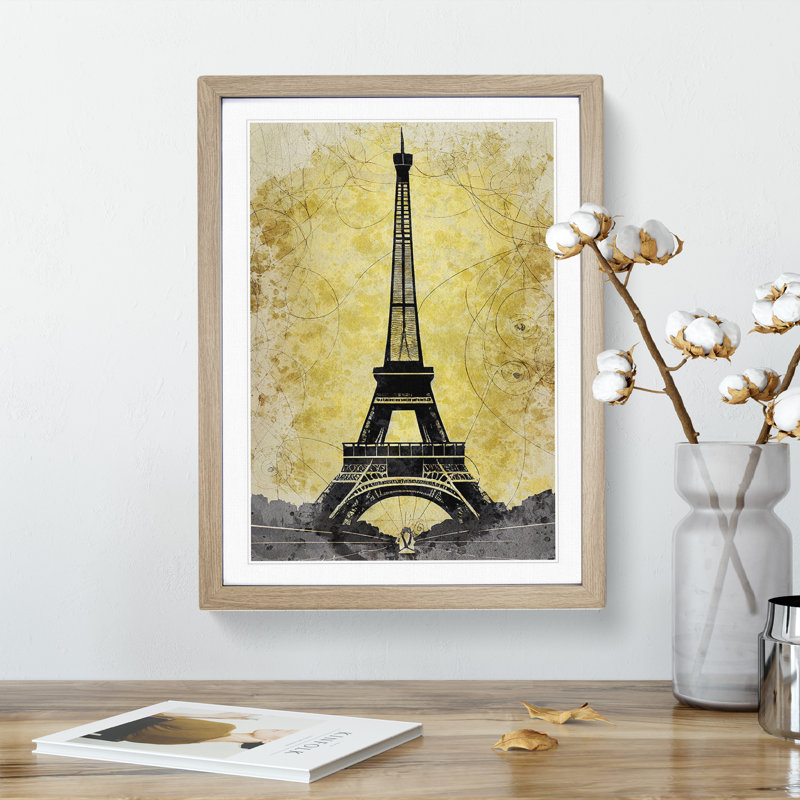 Splendid Eiffel Tower - Framed Print, 34cm H x 25cm W x 2cm D, Oak