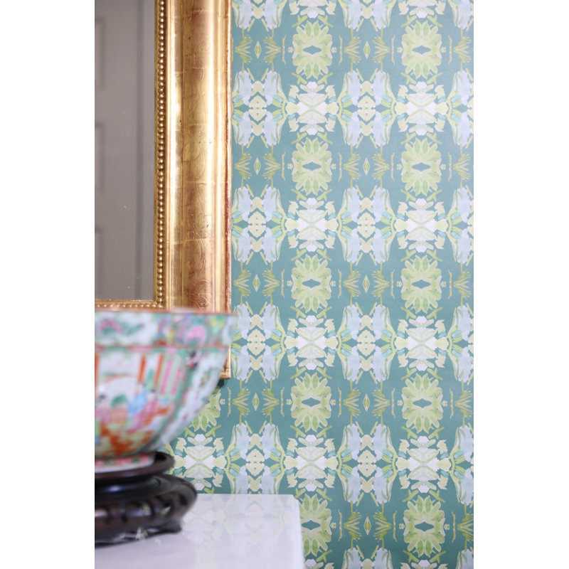 Wildflowers I Medium Repeat Wallpaper, Dark Green, Cellulose/Polyester