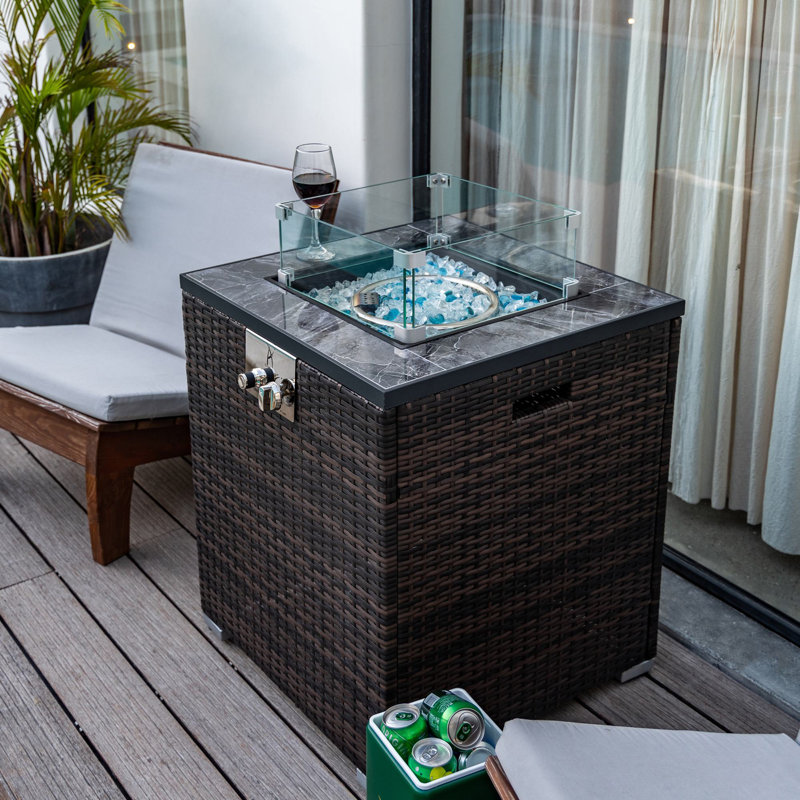 24" 50000 BTU Square Steel Propane Fire Pit Table