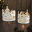Ensemble de 2 bougeoirs festifs renne blanc antique