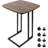 C Shaped End Table, Small Side Table For Couch, TV Tray Table With Detachable Wheels And Metal Frame,Wooden Anti-Scratch Tabletop Sofa Table, For Living Room, Bedroom (Small, Walnut)