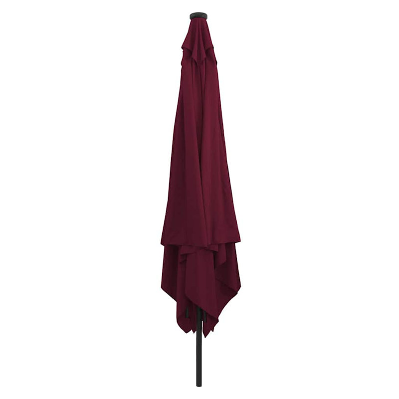 Garden Parasol with LED Strip Lights Polyester and Steel Sun Shade, Dark Red