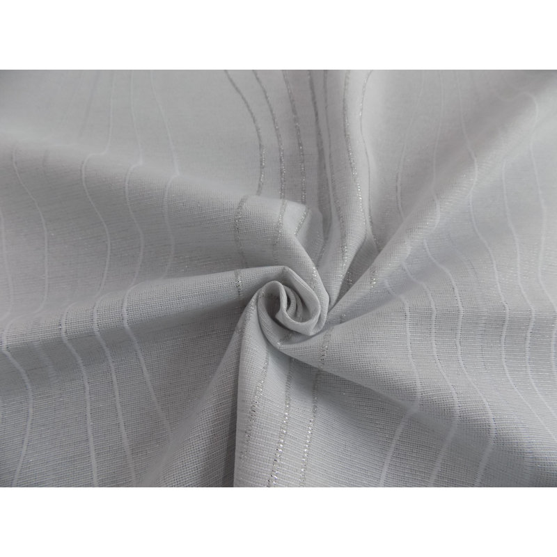 Alderete Pencil Pleat, Single Curtain, opaque, 132cm Width x 245cm Drop, White and silver