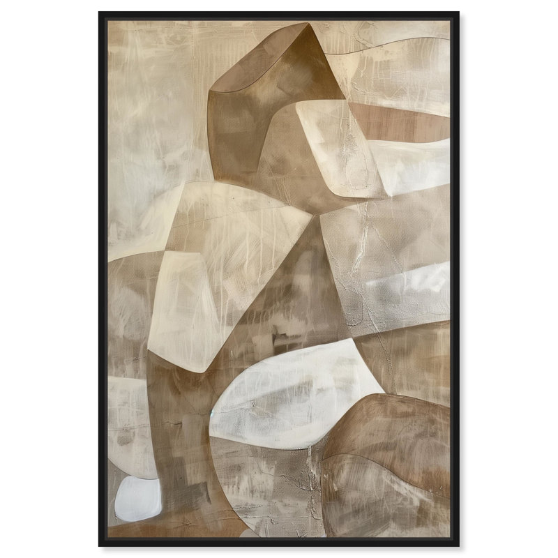 Art abstrait sur toile Atlas Midcentury par Art Remedy, Cadre noir, H 16 po x l 11 po