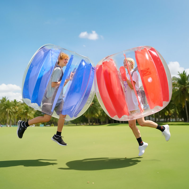 Jeu de 2 balles gonflables 3 pi / 0,9 m corps en PVC Sumo Zorb, H 35 po x l 45 po x P 45 po, Rouge / bleu / transparent