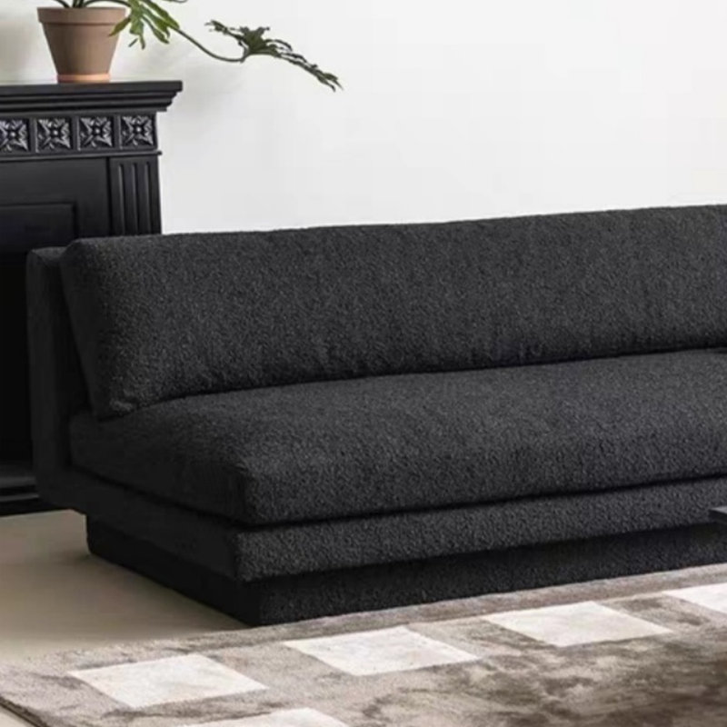Retro Black Armless Straight Sofa