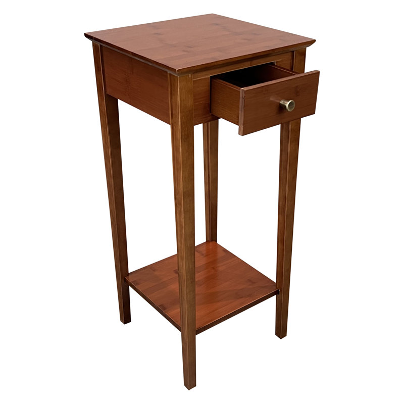 Amreece Solid Wood Top 1 Single End Table with Storage, Mahogany
