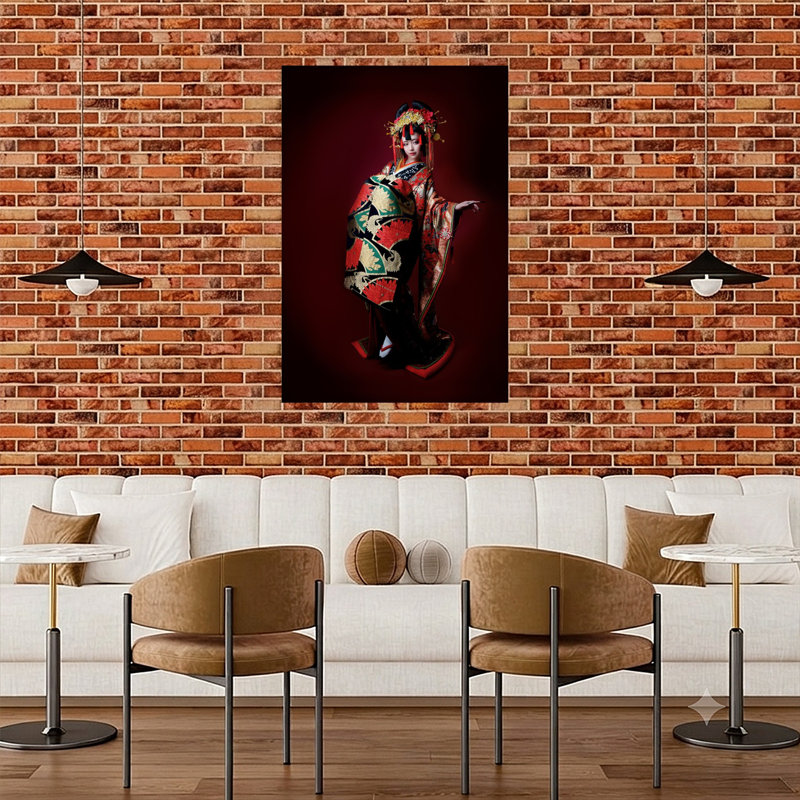 «Elegant Kimono Portrait», art mural élégant et traditionnel, H 48 po x l 32 po