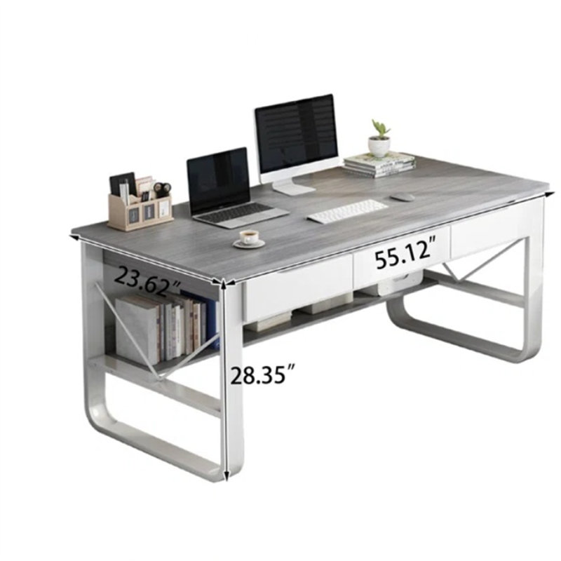 Table avec tiroirs et tablettes de rangement