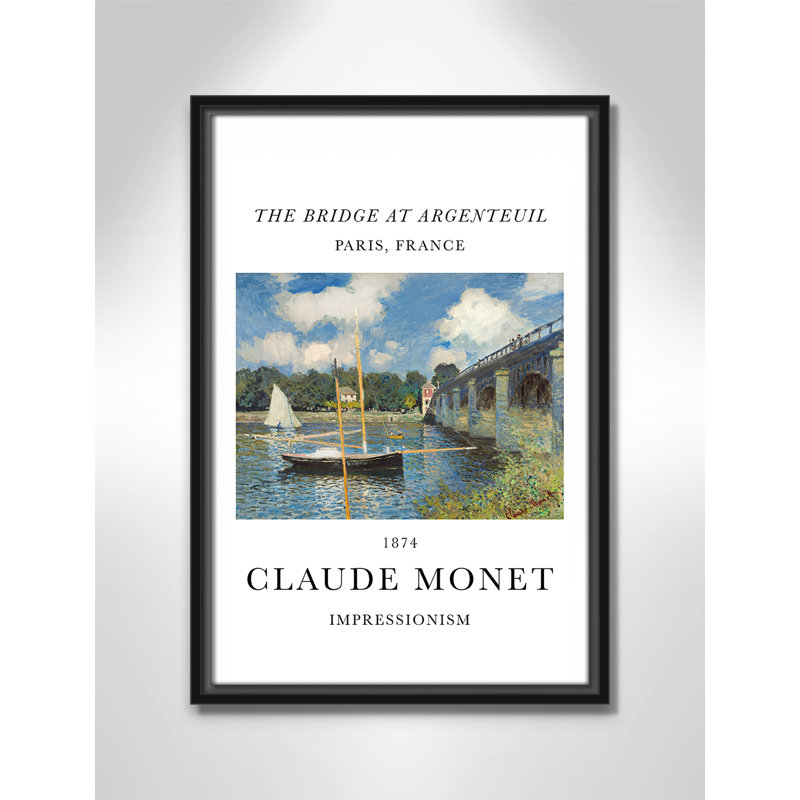 Pont à Argenteuil par Claude Monet, Cadre flottant noir, Non, H 19,5 po x l 13,5 po x P 2 po