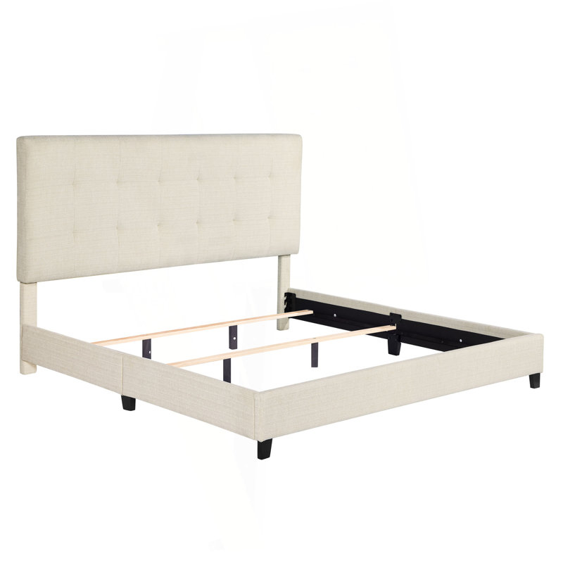 Lit plateforme tapissier très grand capitonné beige Bridgevine Home