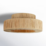 Abbie 1 - Light Raffia Dimmable Metal Drum Flush Mount
