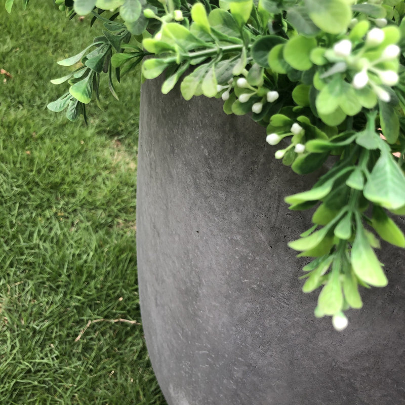 Pot Planter, Natural Concrete, 12" H x 14" W x 14" D