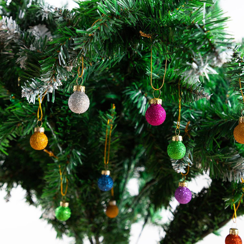 Ornements de 36 mini boules de Noël en verre scintillant, 1 pouce, multicolore