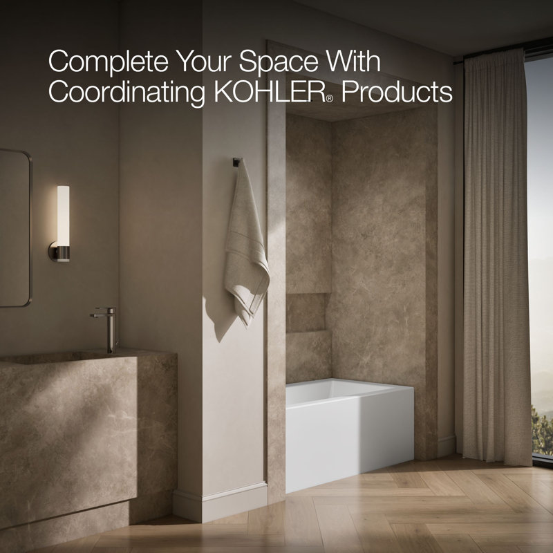 Underscore 60" x 32" Rectangular Alcove Soaking Bathtub with Integral Apron, Left