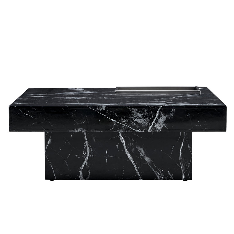 Modern Mdf Coffee Table Black Pattern Elegant Style For Living Room Or Office