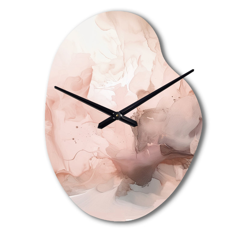 Horloge murale en forme de marbre rose délicate abstraite - forme unique, Grand