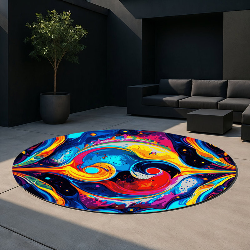 Galactic Hue Indoor And Outdoor Area Rug, Round 5'