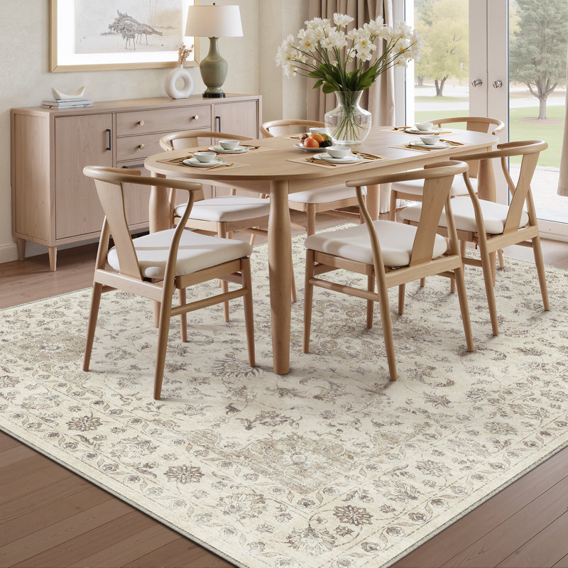 Tapis oriental lavable à la machine avec envers antidérapant Stella, Rectangle 6 pi x 9 pi