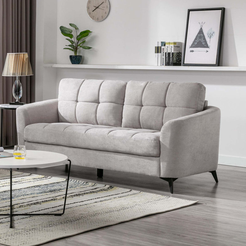 Canapé en tissu tissé de 79 po Carlotta, Gris clair
