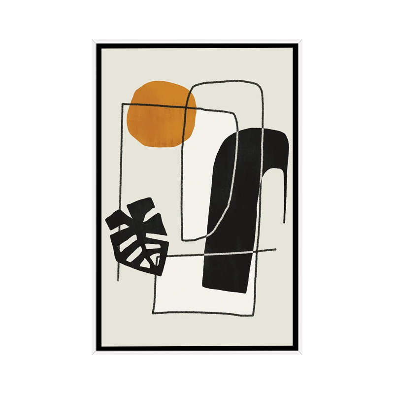 «Abstract Shape Ochre Leaf II», reproduction d'art sur toile encadrée, Toile à cadre flottant sans passe-partout, Blanc