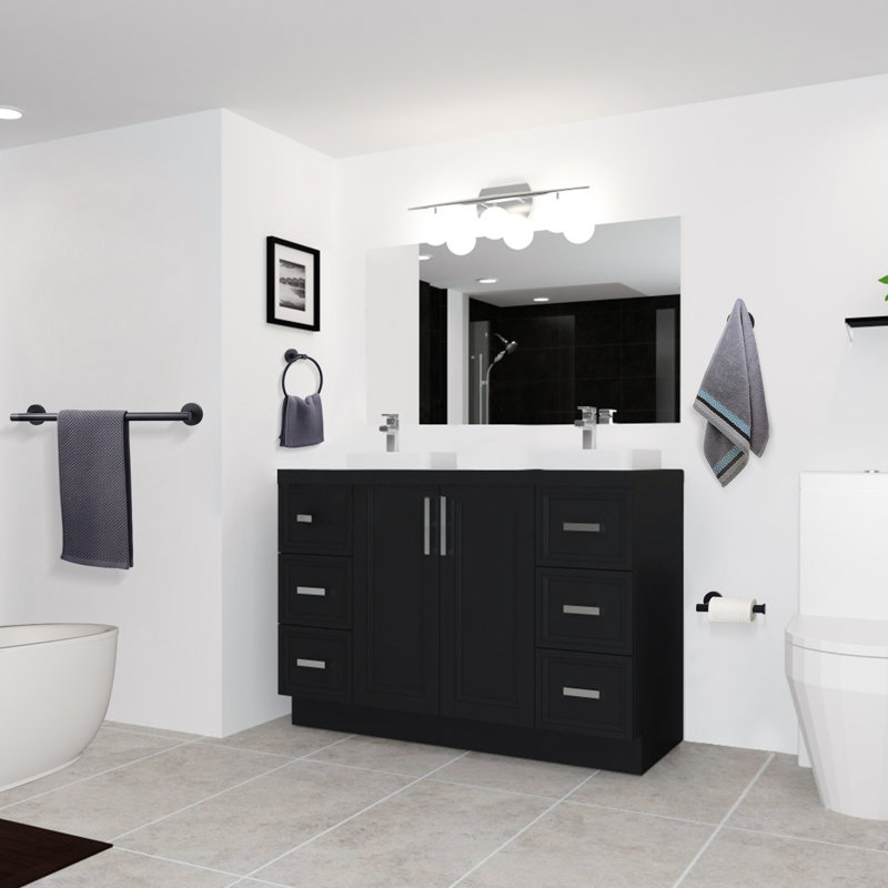 Ensemble de quincaillerie de salle de bain en acier inoxydable, Noir mat