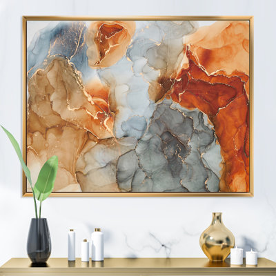 «Brown and Grey Luxury Abstract Fluid I», peinture sur toile