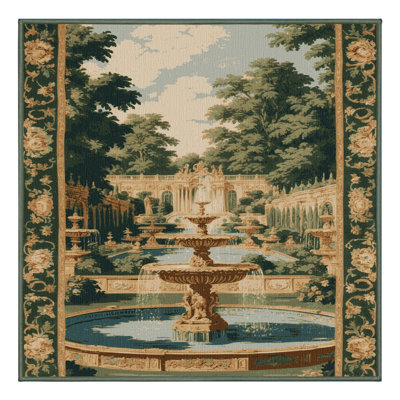 Machine Washable French Green Area Rug