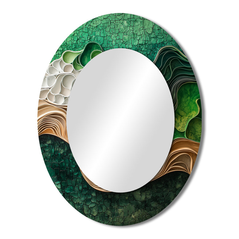 Biomorphism Earth Ephemeral Pathways VII - Modern Oval Wall Mirror, 43" x 33"