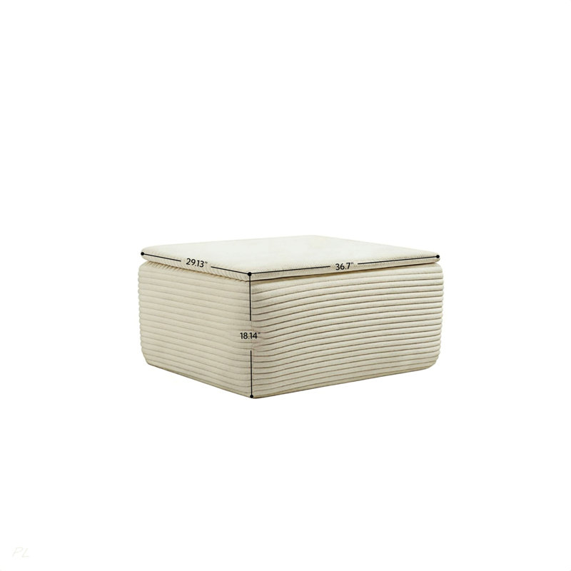 Ottoman Footrest With Removable Washable Cushion, Beige