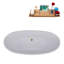 Baignoire de trempage autoportante en acrylique 62 "avec bonde et plateau en bambou Streamline-97552435