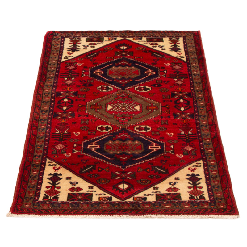 Tapis rouge en laine noué à la main 3 pi 4 po x 6 pi 1 po Andelz