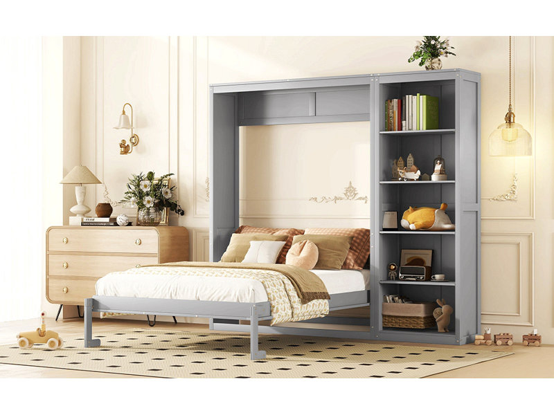 Murphy Bed Wall Bed With Shelves, Queen