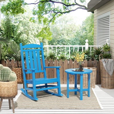 Laguna Outdoor Plastic Rocking Chair with Side Table