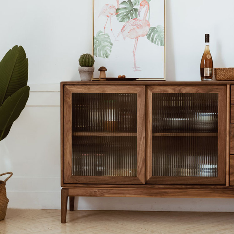 Armoire de rangement et buffet moderne et minimaliste, H 35,43 po x l 62,99 po x P 17,72 po, Brun