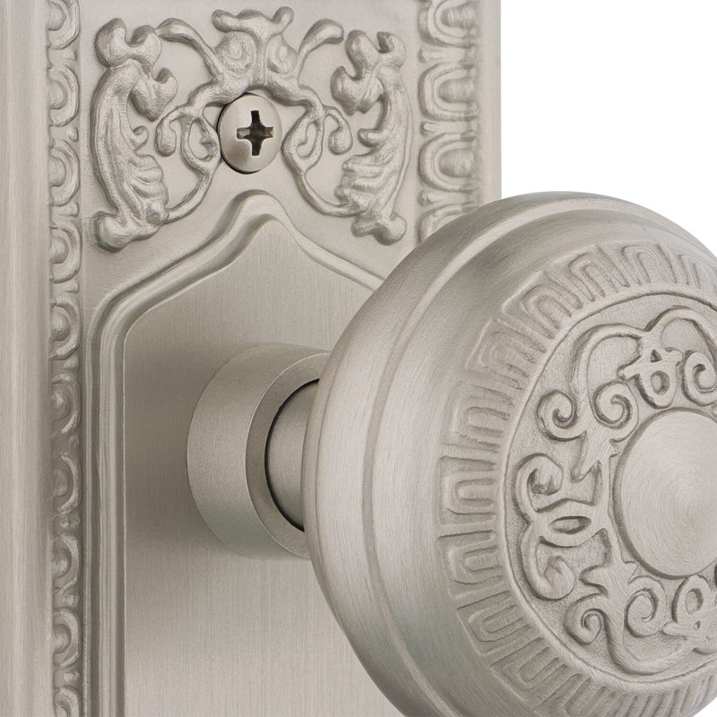 Egg & Dart Plate with Egg & Dart Door Knob, Satin Nickel