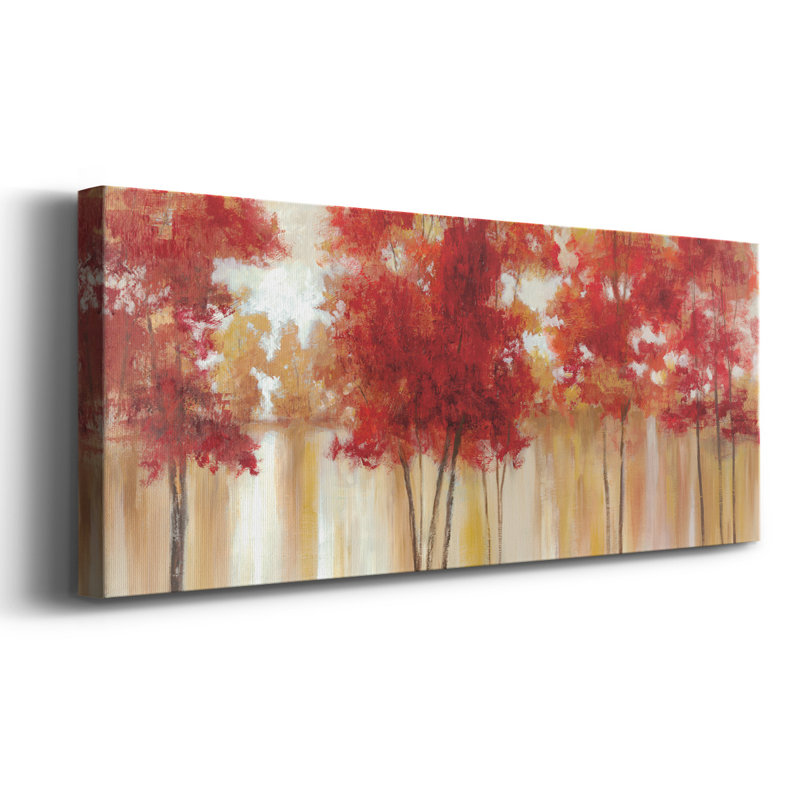 Arbres rouges sur toile, H 8 po x l 20 po x P 1,5 po