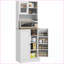 Armoire garde-manger 66,5 po avec support pour micro-ondes, 8 tablettes de porte, tablettes réglables, blanc | Panneau de particules revêtu de mélamine | Anti-basculement